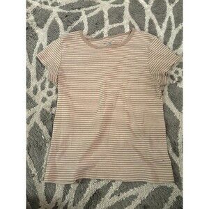 Brown and White Strioed Brandy Melville Baby Tee